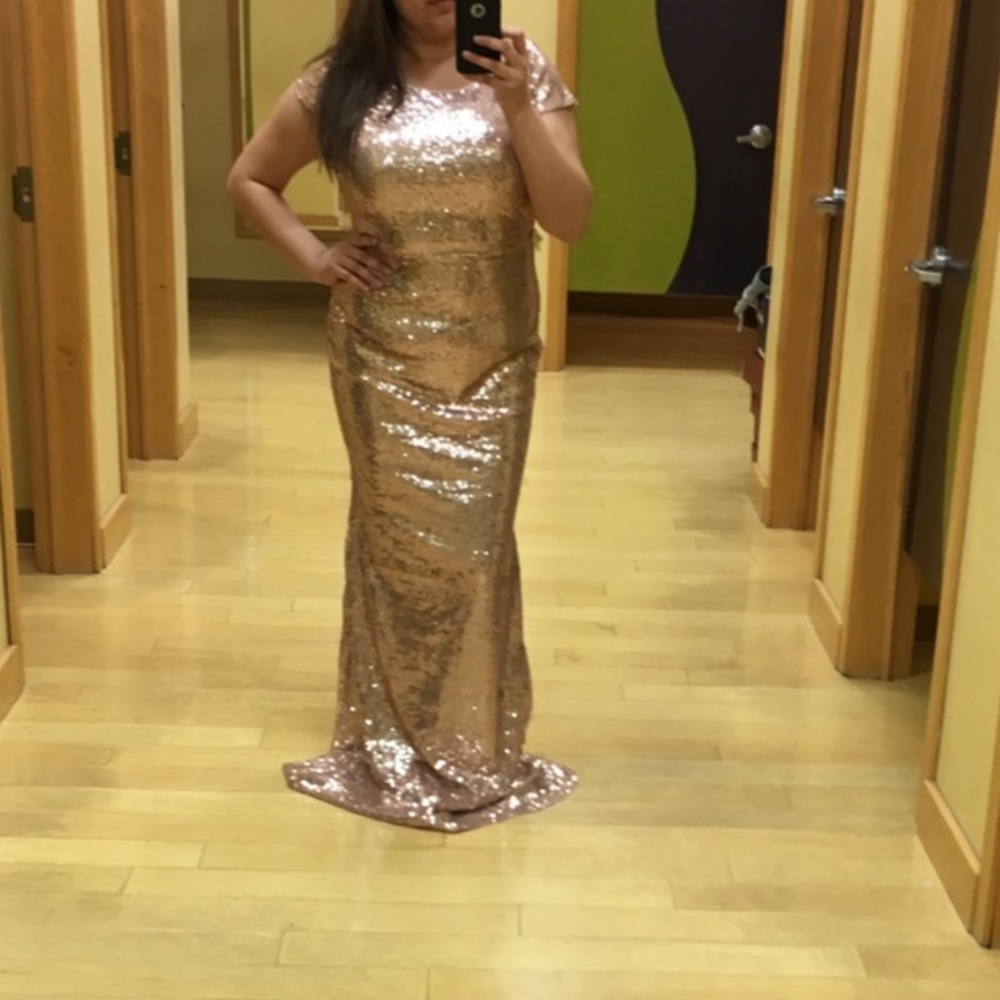Rose Gold Windsor Sequin Bridesmaid’s Dress